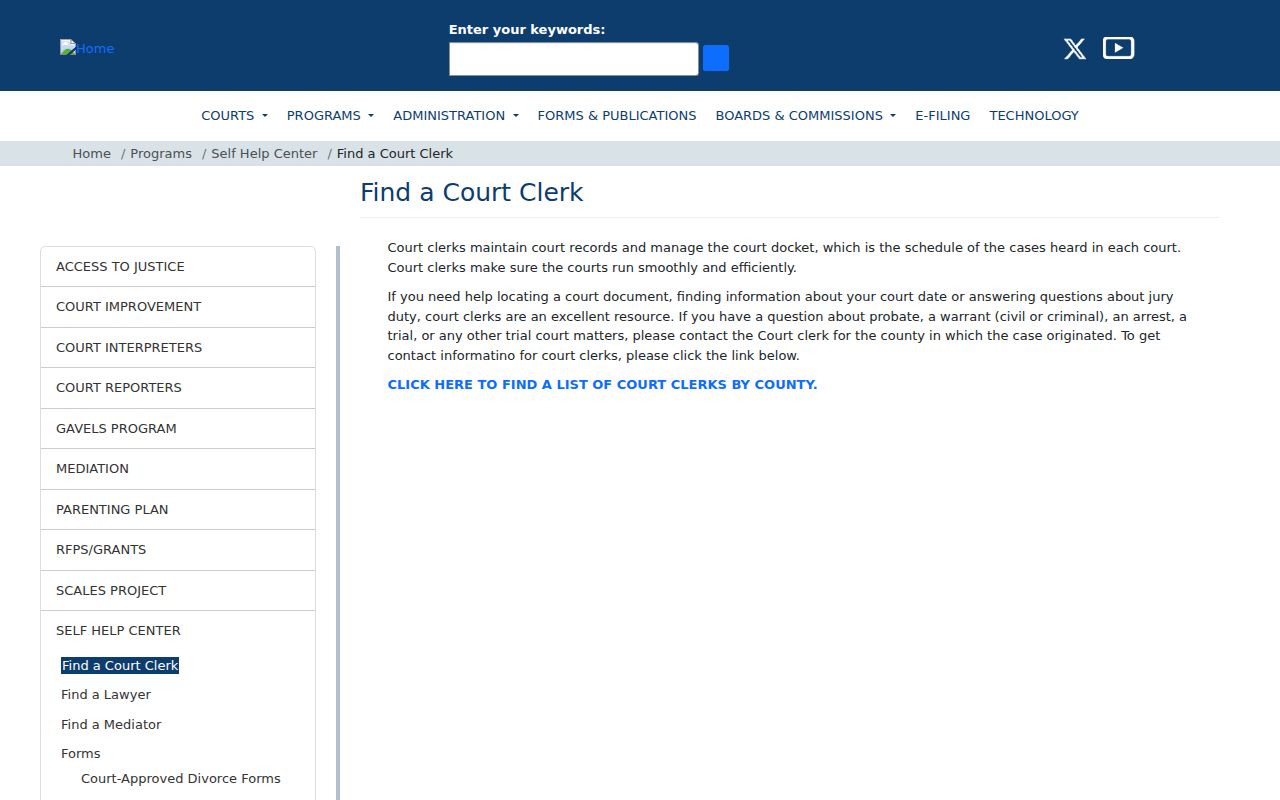 Lincoln County warrant search instructions point readers to the court clerk