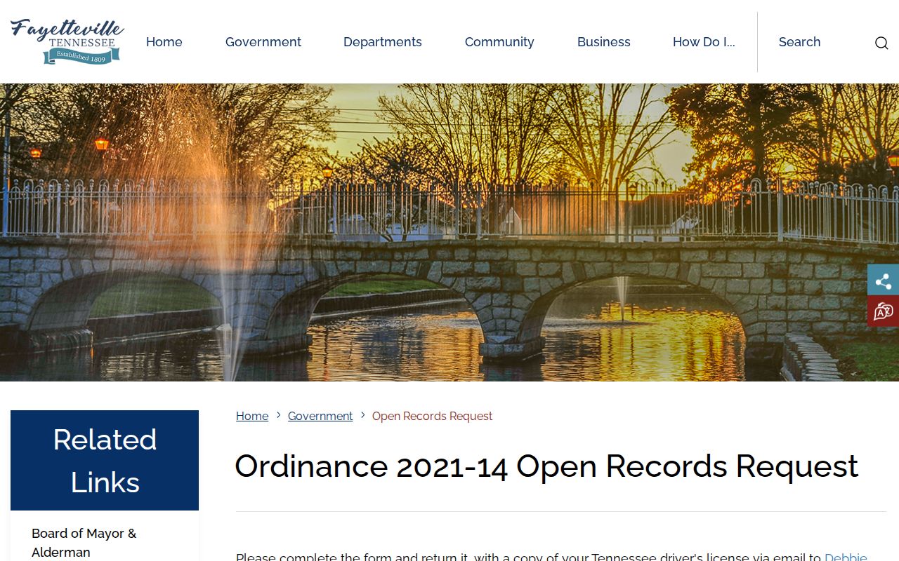 Fayetteville warrant records request instructions through the city open-records page